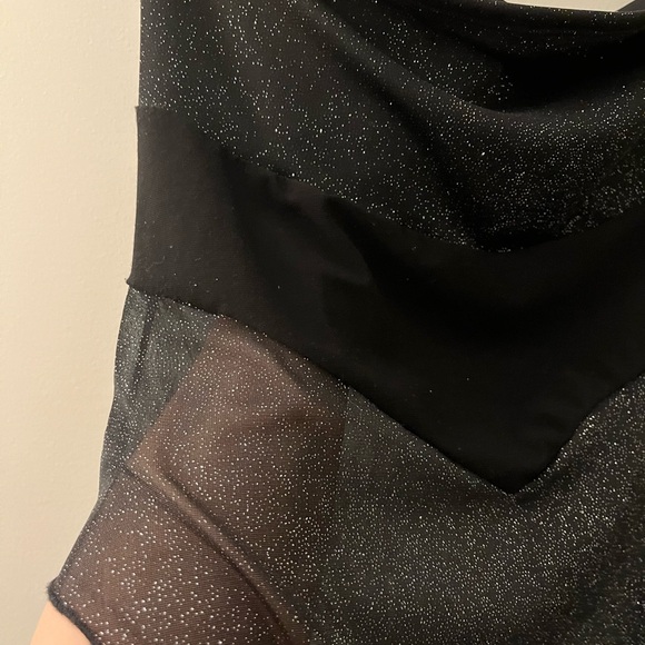 Vintage Asymmetrical Black Glitter Mesh Bandeau Top - Picture 2 of 4